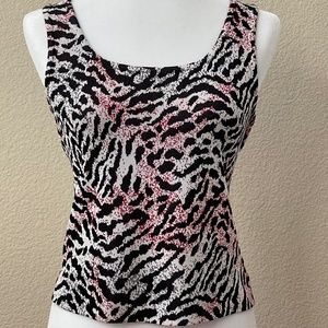 💖HOST PICK💖 St. John Sleeveless Knit Black, White, Pink Animal Print Top